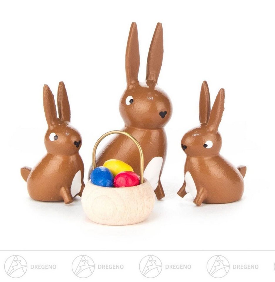 Dregeno Erzgebirge Osterhase Ostern & Frühjahr Hasenfamilie mit Körbchen (4) Höhe ca 4,5 cm NEU von Dregeno Erzgebirge