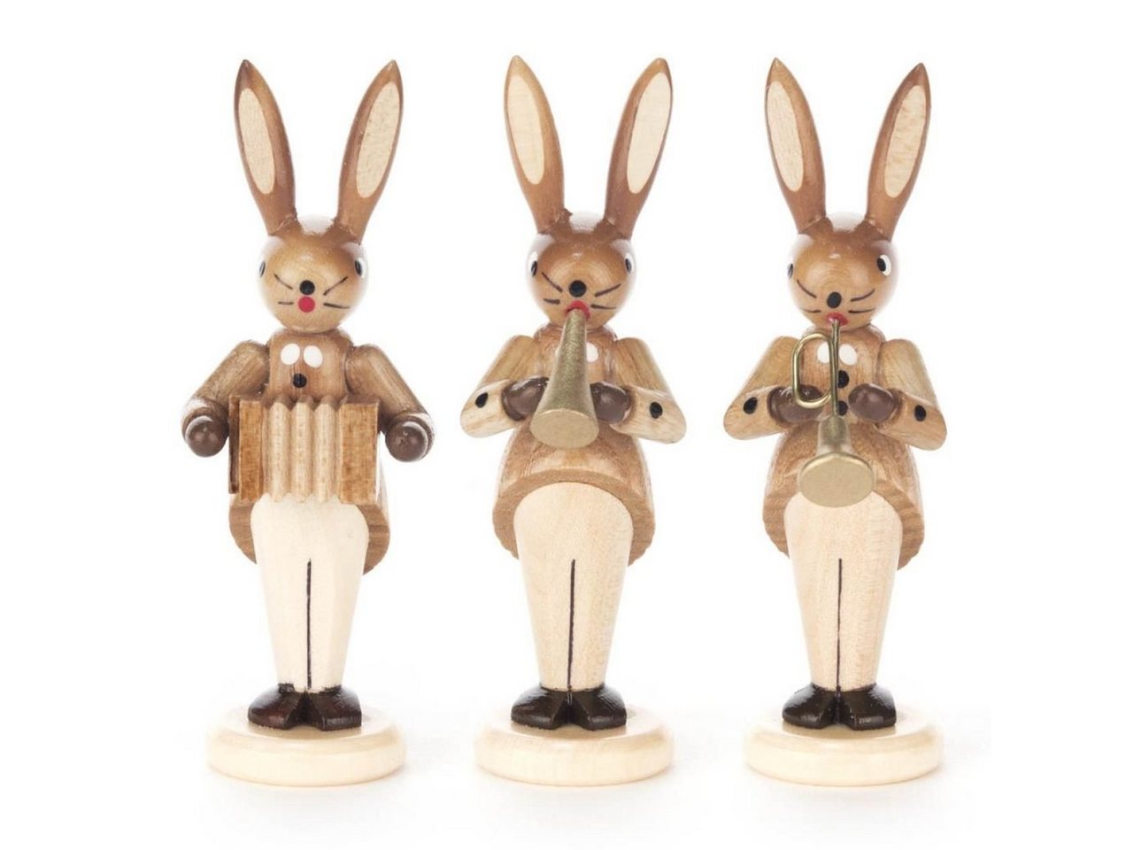 Dregeno Erzgebirge Osterhase Hasentrio Bläser mit Saxophon, Waldhorn und Tenorhorn, natur Höhe = Dregeno Erzgebirge Osterhase Hasentrio Bläser mit Saxophon, Waldhorn und Tenorhorn, natur Höhe = von Dregeno Erzgebirge