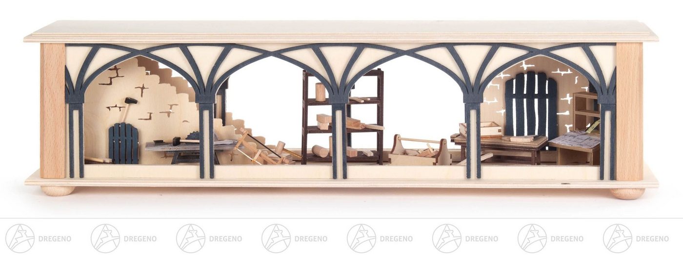 Dregeno Erzgebirge Schwibbogen-Fensterbank Zubehör Universalsockel klein Tischlerlager, elektrisch beleuchtet Br von Dregeno Erzgebirge