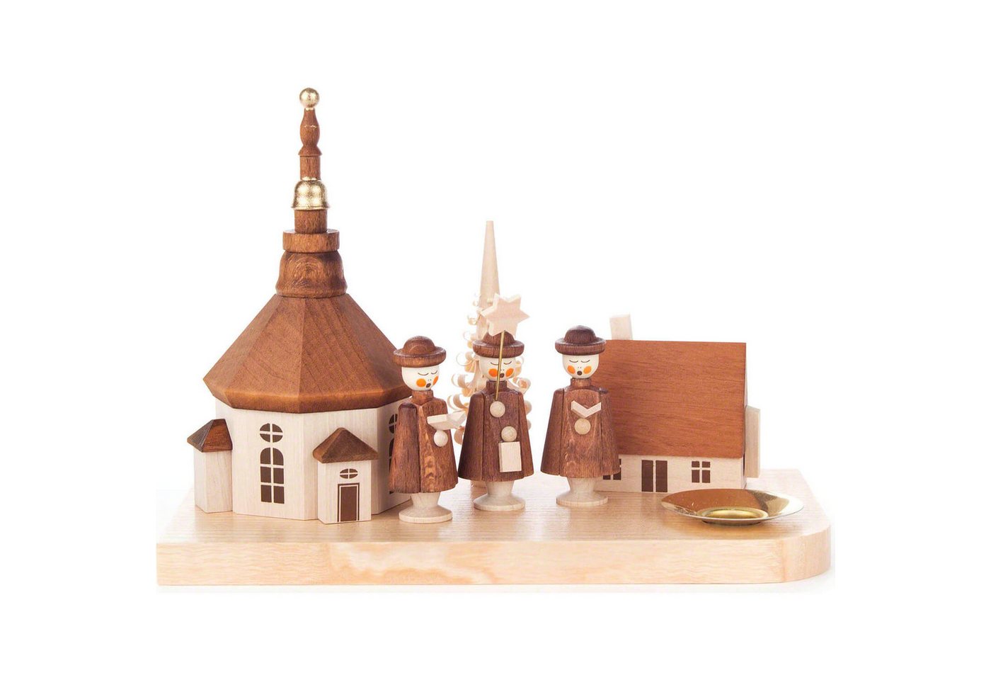 Dregeno Erzgebirge Schwibbogen Kerzenhalter mit Seiffener Kirche, Haus und Kurrende (12cm) von Dregen von Dregeno Erzgebirge