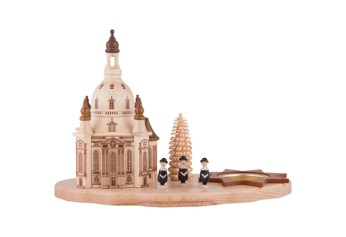 Dregeno Erzgebirge Schwibbogen Teelichthalter mit Dresdner Frauenkirche und Kurrende (14,5cm) von Dre von Dregeno Erzgebirge