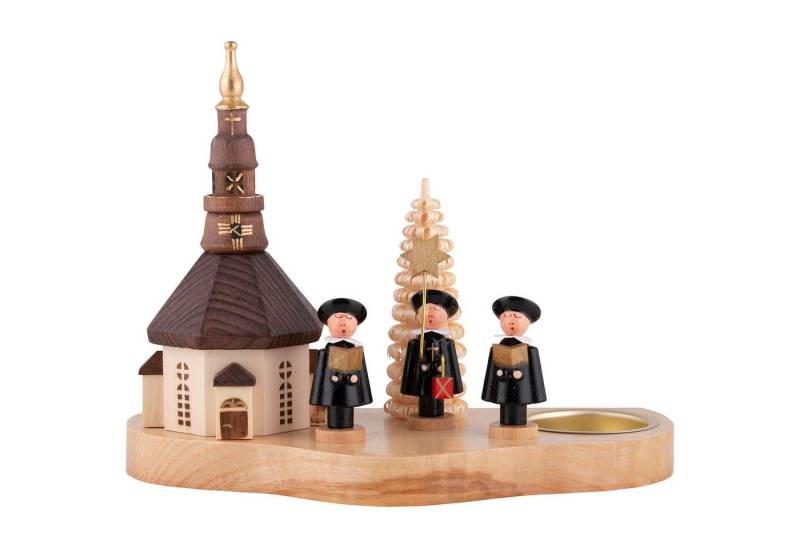Dregeno Erzgebirge Schwibbogen Teelichthalter mit Seiffener Kirche und Kurrende (12cm) von Dregeno Se von Dregeno Erzgebirge