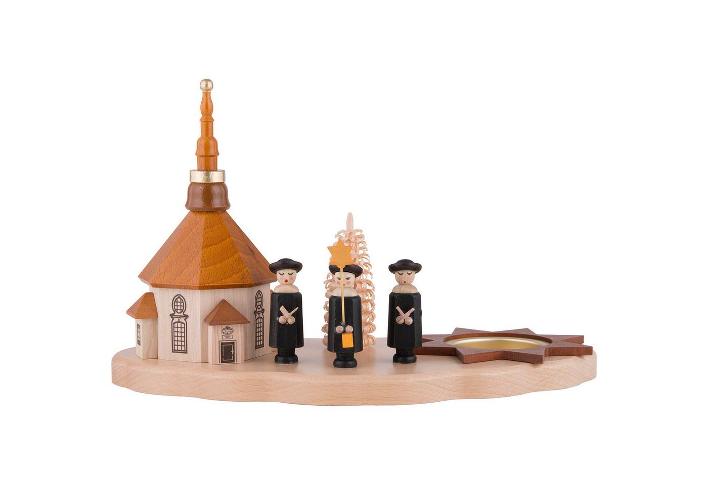 Dregeno Erzgebirge Schwibbogen Teelichthalter mit Seiffener Kirche und Kurrende (13cm) von Dregeno Se von Dregeno Erzgebirge