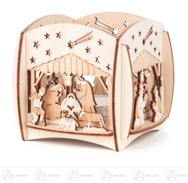 Dregeno Erzgebirge Teelichthalter Teelichthalter Christi Geburt Breite x Höhe x Tiefe 8,5 cmx8 cmx8,5 von Dregeno Erzgebirge