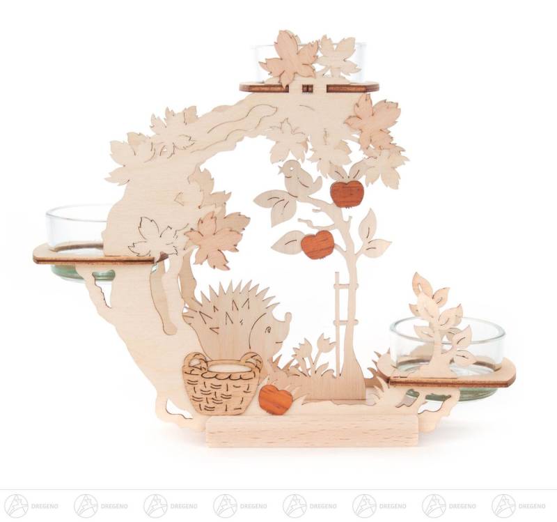 Dregeno Erzgebirge Teelichthalter Teelichtkranz Herbstmotiv Breite x Höhe x Tiefe 19 cmx16 cmx6 cm NEU von Dregeno Erzgebirge