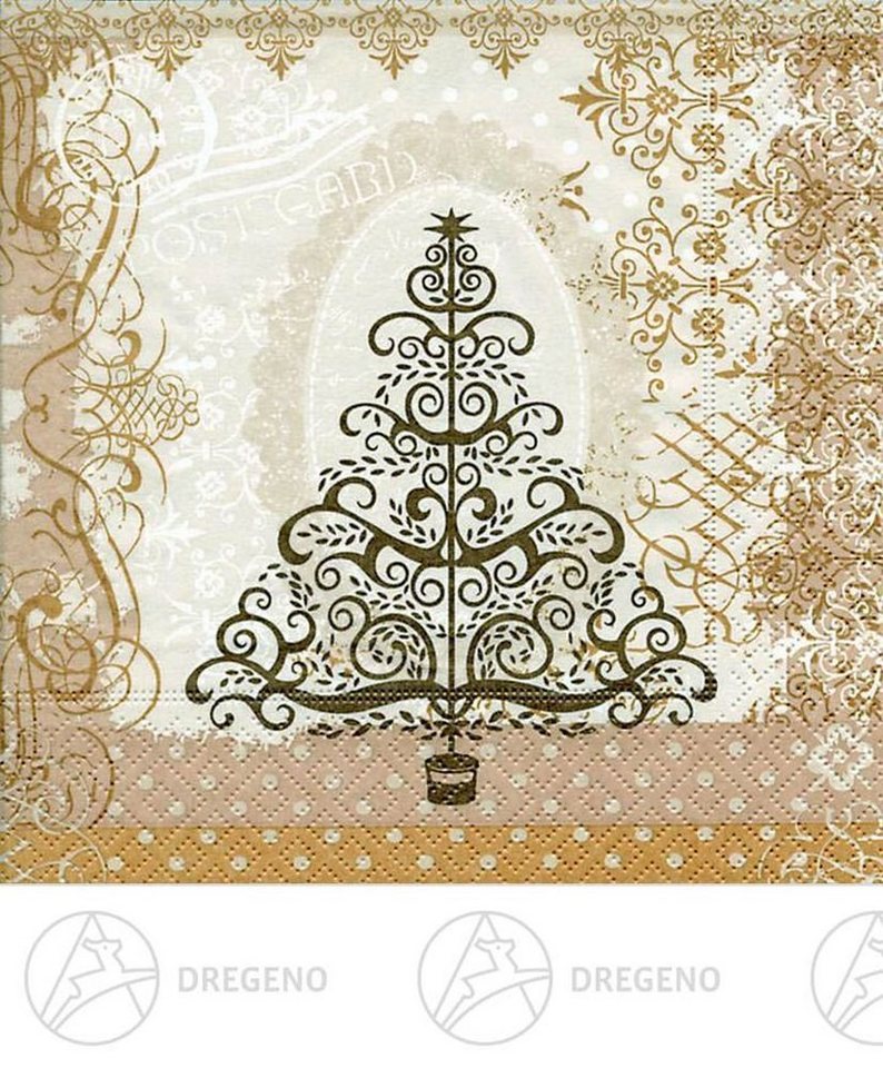 Dregeno Erzgebirge Tischkartenhalter Servietten Baroque tree gold" (20) Breite x Höhe ca 33 cmx33 cm NEU, Papier, tolles Motiv" von Dregeno Erzgebirge