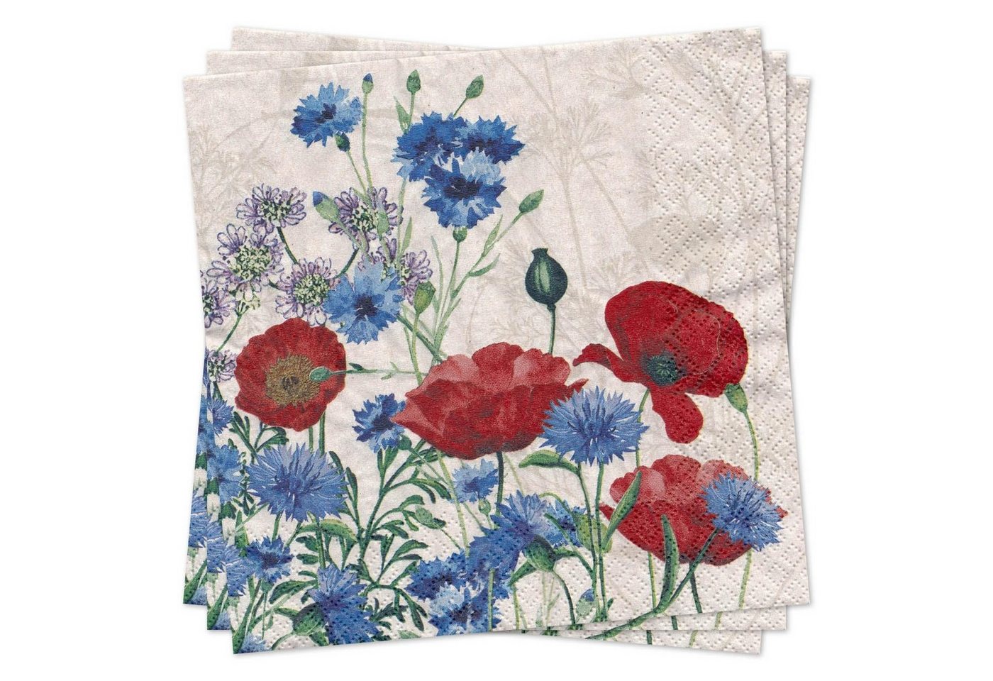 Dregeno Erzgebirge Tischkartenhalter Servietten Wild Poppies (20) BxH 33x33cm NEU, Papier von Dregeno Erzgebirge