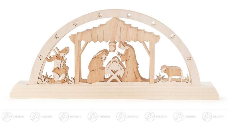 Dregeno Erzgebirge Tischkartenhalter Serviettenständer mit Christi Geburt Breite x Höhe x Tiefe 23 cmx10, Holz von Dregeno Erzgebirge