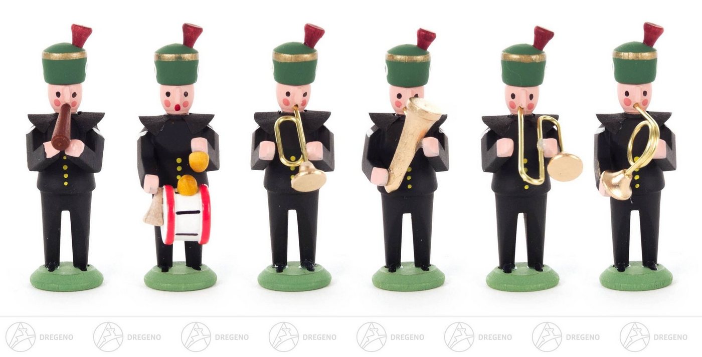 Dregeno Erzgebirge Weihnachtsfigur Figuren Miniatur-Bergaufzug Kapelle (6) Höhe = 40mm NEU, mit Instrumenten von Dregeno Erzgebirge