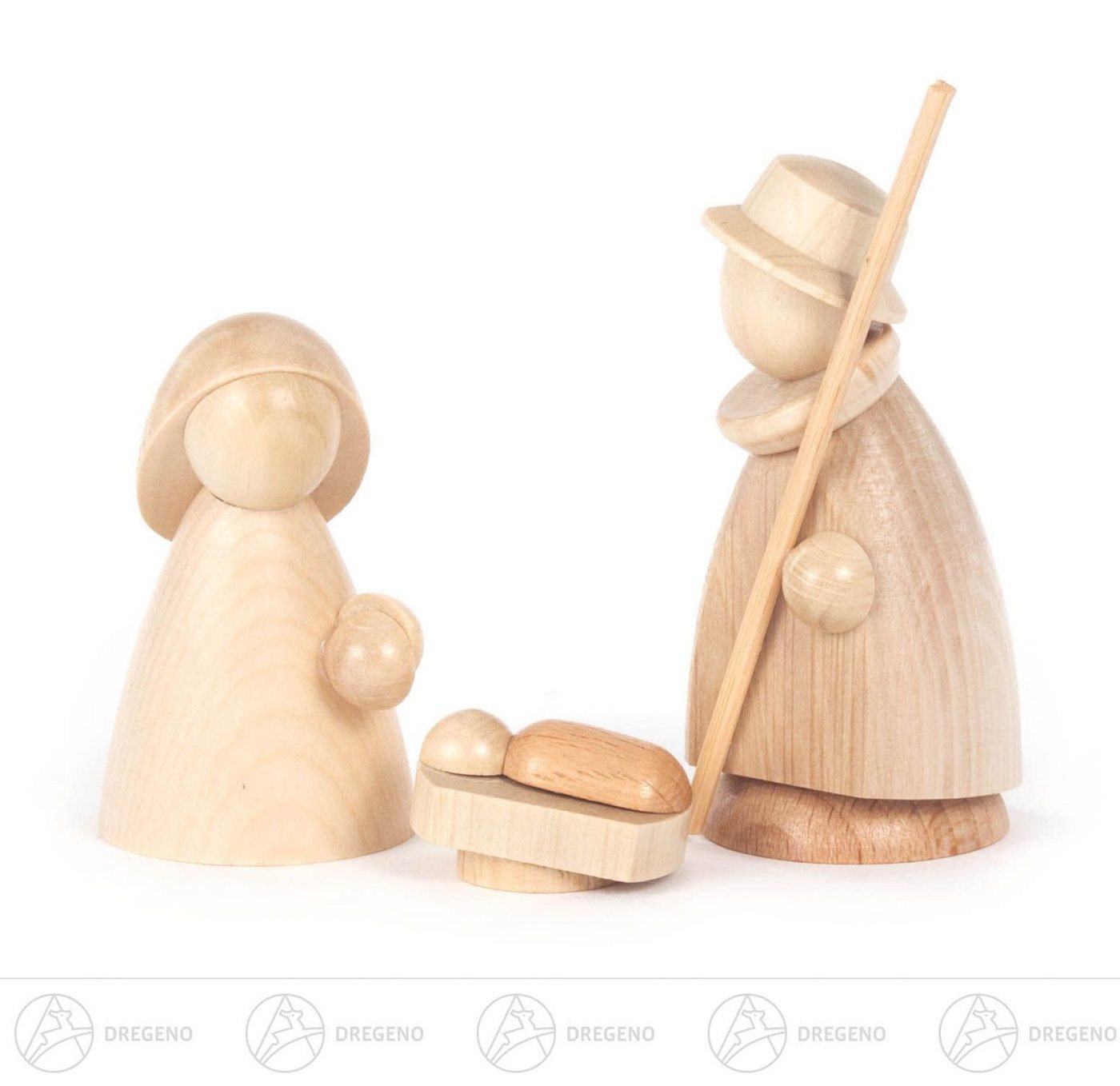 Dregeno Erzgebirge Weihnachtsfigur Krippen und Zubehör Heilige Familie natur (3) Höhe ca 8 cm NEU, schlichtes Design von Dregeno Erzgebirge