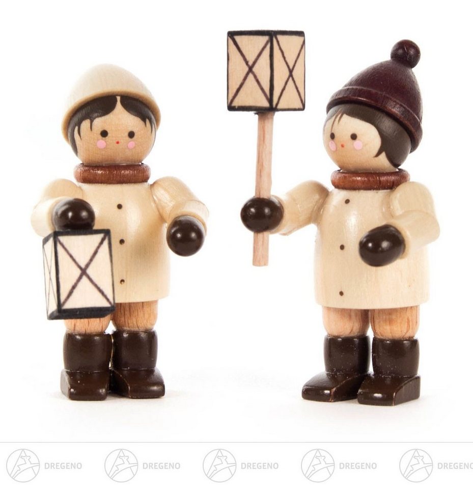 Dregeno Erzgebirge Weihnachtsfigur Laternenkinder natur (2) Höhe = 50mm NEU von Dregeno Erzgebirge