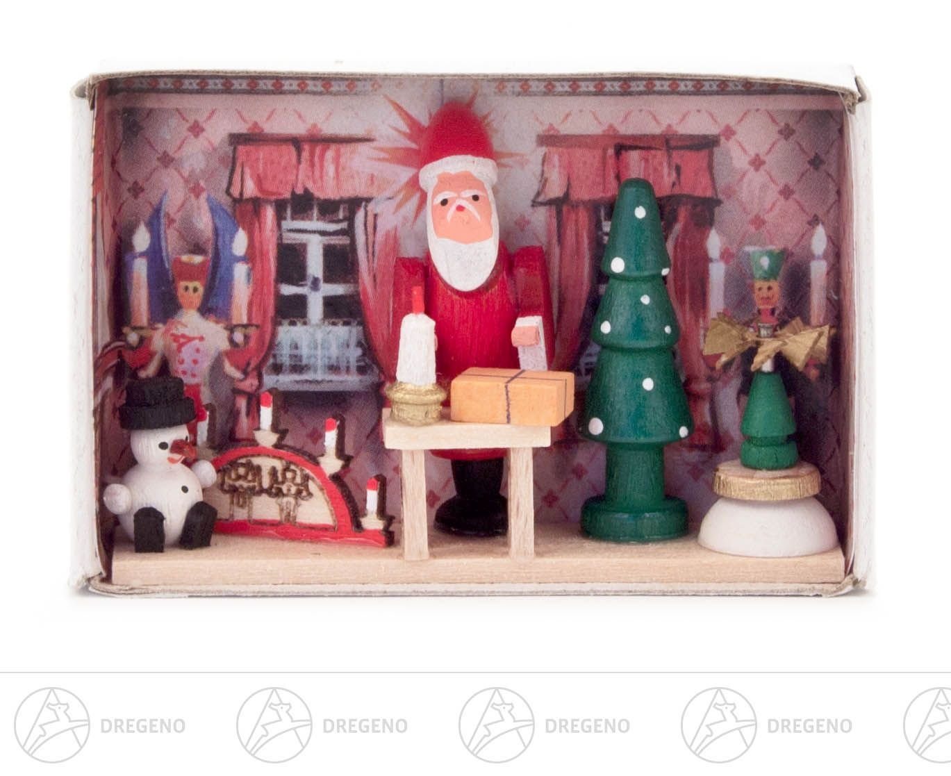 Dregeno Erzgebirge Weihnachtsfigur Miniatur Zündholzschachtel Weihnachtsstube Breite x Höhe ca 5,5 cmx4 von Dregeno Erzgebirge