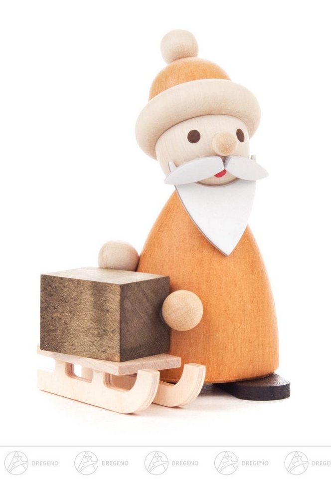 Dregeno Erzgebirge Weihnachtsfigur Weihnachtliche Miniatur Ruprecht mit Schlitten natur Höhe ca 7,5 cm von Dregeno Erzgebirge