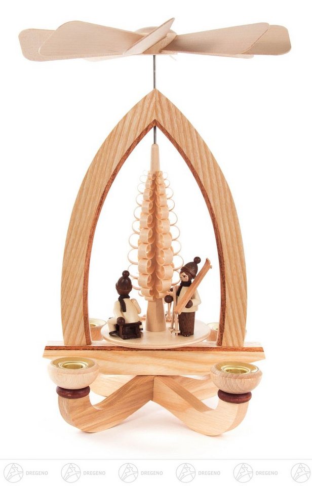 Dregeno Erzgebirge Weihnachtspyramide Pyramide mit Winterkindern, für Kerzen Ø 14mm BxHxT 190 x 290 x 190, Pyramide mit Winterkindern von Dregeno Erzgebirge