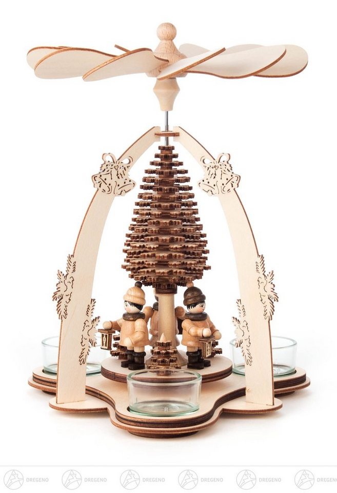 Dregeno Erzgebirge Weihnachtspyramide Pyramide mit Laternenkindern, für Teelichte Breite x Höhe x Tiefe 19 von Dregeno Erzgebirge