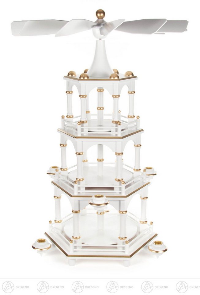 Dregeno Erzgebirge Weihnachtspyramide Pyramide unbestückt weiß, 3-stöckig, für Kerzen d=14mm Breite x Höhe Dregeno Erzgebirge Weihnachtspyramide Pyramide unbestückt weiß, 3-stöckig, für Kerzen d=14mm Breite x Höhe von Dregeno Erzgebirge
