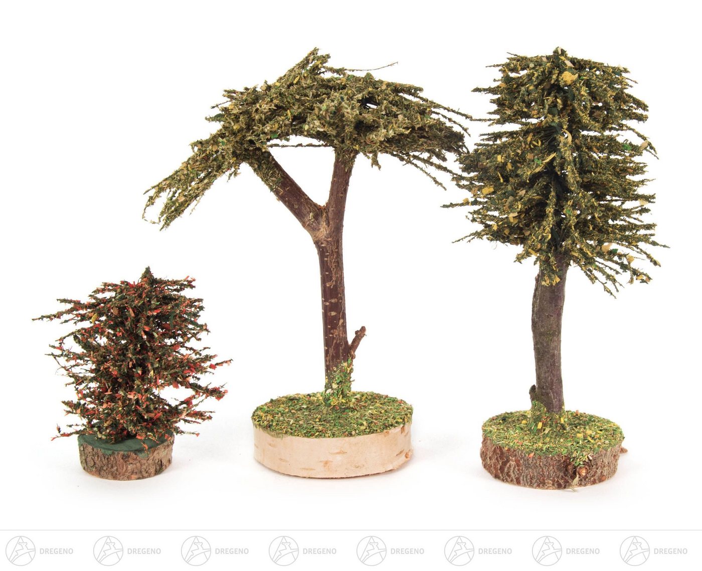 Kunstbaum Bäume Verschiedene Bäume (3) Höhe ca 12,5 cm NEU, Dregeno Erzgebirge, Höhe 12,5 cm, Holzbäume mit Stamm von Dregeno Erzgebirge