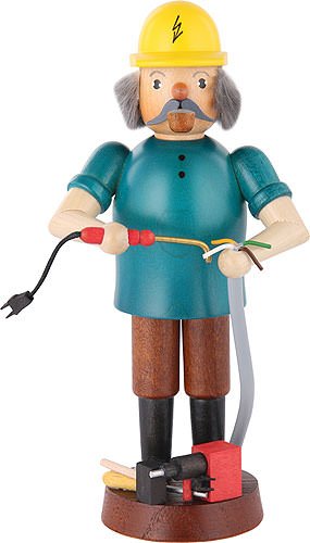 Räuchermännchen Elektriker - 17cm - Original Erzgebirge Räuchermann - Dregeno Seiffen von DREGENO
