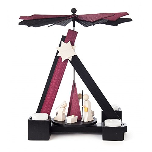 Pyramide Modern Line mit Christi Geburt schwarz/bordeaux gebeizt - 30cm - Dregeno Erzgebirge von DREGENO