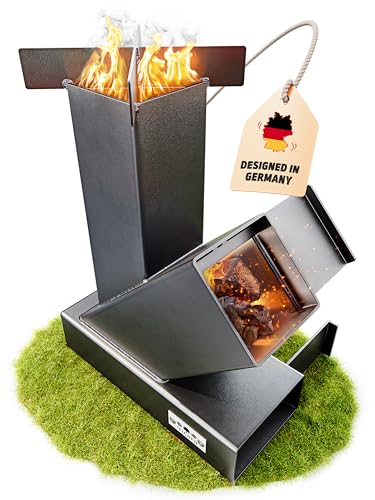 Raketenofen Outdoor für Dutch Oven, BBQ, Terrasse u.v.m. Keine Montage. Stabil und kompakt. Rocket Stove als Campingofen zum Kochen ohne Gas und Strom. Kanonenofen. Rocketstove. Holzofen | Drei Eichen von Drei Eichen