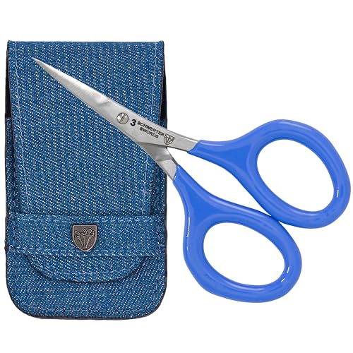 DREI SCHWERTER - Stickschere, Bastelschere, Nähschere. Fadenschere für Basteln, Handarbeit und Haushalt, extra spitz und scharf - mit gummierten Griffen für sicheren Halt, im Etui blau/jeansblau DREI SCHWERTER - Stickschere, Bastelschere, Nähschere. Fadenschere für Basteln, Handarbeit und Haushalt, extra spitz und scharf - mit gummierten Griffen für sicheren Halt, im Etui blau/jeansblau von Drei Schwerter