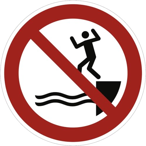 Dreifke® Alu-Schild "In das Wasser springen verboten", Ø20cm, 1 Stück, Gebotszeichen (P061) gem. ISO 7010 von Dreifke