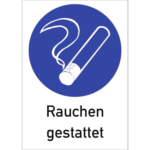 Dreifke® Alu-Schild "Rauchen gestattet", 21x29,7cm (BxH), 1 Stück, Praxisbewährtes Gebotszeichen mit Text: Rauchen gestattet von Dreifke