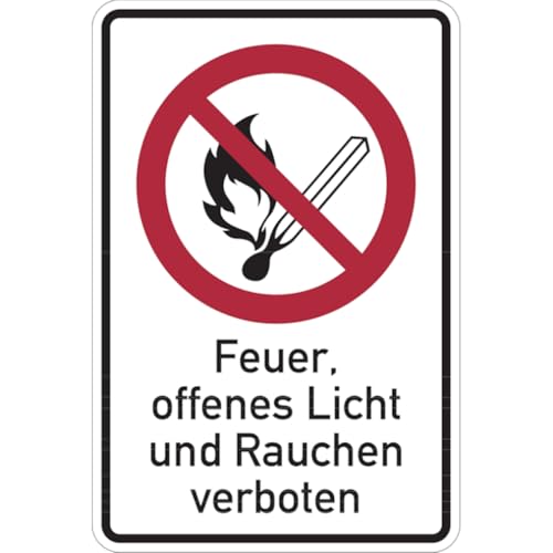 Dreifke® Aufkleber Verbotsschild, Kombischild, Feuer, offenes Licht und Rauchen verboten | 100x150 mm | ASR A1.3 (DIN EN ISO 7010), 1 Stk von Dreifke