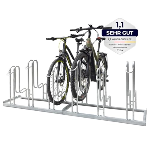 Dreifke Hochwertiger Fahrradständer Standparker Wyk für 6 Fahrräder | Sicherer, robuster Fahrradparker Mountainbike & eBike | einseitig | Stahl verzinkt, wetterfest | platzsparende Hoch-Tief-Stellung von Dreifke