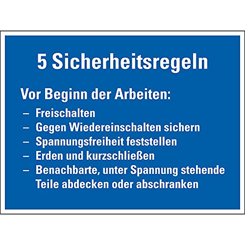 Dreifke® Schild I Hinweisschild 5 Sicherheitsregeln Vor Beginn der..., KRO, Kunststoff, 400x300mm, VDE von Dreifke