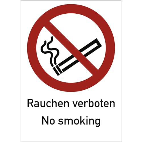 Dreifke® Schild Rauchen verboten No smoking ISO 7010, Kombischild, Kunststoff, 210x297 mm von Dreifke