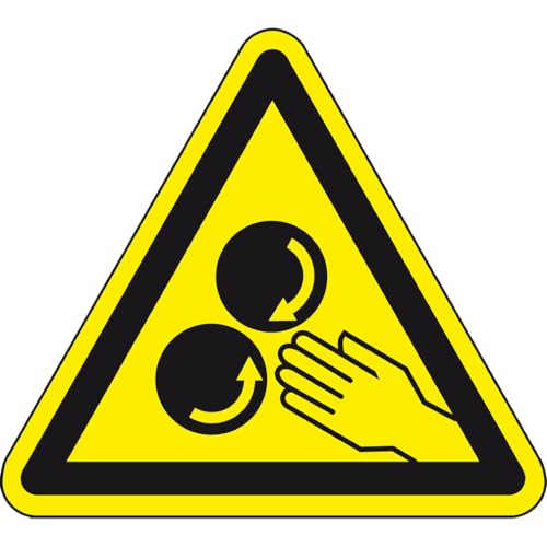 Dreifke® Warnschild Warnung vor rotierenden Walzen, praxisbewährt, PVC-Folie spezial, SL80mm von Dreifke