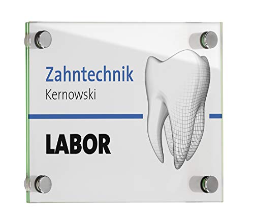GALERIE Türschild | DIN A5 | 2 Scheiben ESG Glas | 4 x Edelstahl Halter | Türschild Büro | Büroschild von Dreifke