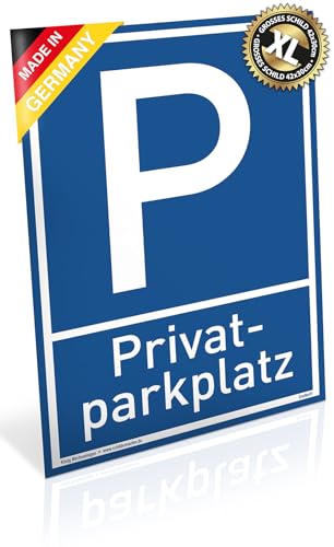 Großes Schild Privat Parkplatz | Alu 30 x 42 cm | stabiles Alu Schild mit UV-Schutz | blau | Privatparkplatz Parken verboten | Dreifke® von Dreifke