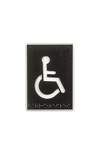 Hochwertiges Glas WC Schild | Rollstuhl | Glas 148x105mm | für hellen Hintergrund | mit Blindenschrift Braille | Piktogramm WC Türschild | Toilettenschild | Kloschild Behinderten WC Schilder von Dreifke