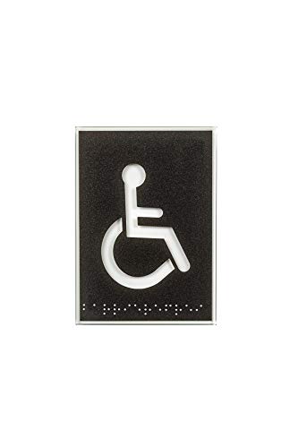 Hochwertiges Glas WC Schild | Rollstuhl | 148x105mm | Für Hellen Hintergrund | Mit Blindenschrift Braille | Piktogramm Türschild | Toilettenschild | Kloschild Behinderten von Dreifke