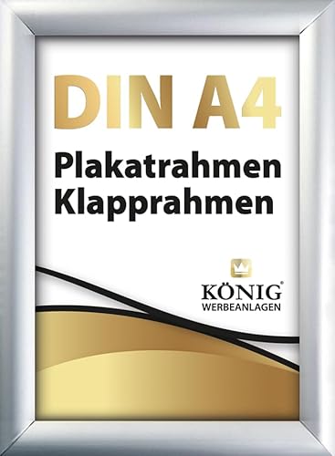 Dreifke Plakatrahmen DIN A4 | 25mm Alu Profil, eckig | silber | inkl. entspiegelter Schutzscheibe | Bilderrahmen Klapprahmen Wechselrahmen Posterrahmen Rahmen von Dreifke