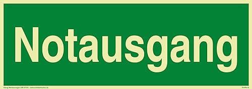 Schild Notausgang | extra langnachleuchtend | PVC selbstklebend 297 x 105 mm | gemäß BGV A 8 von Dreifke