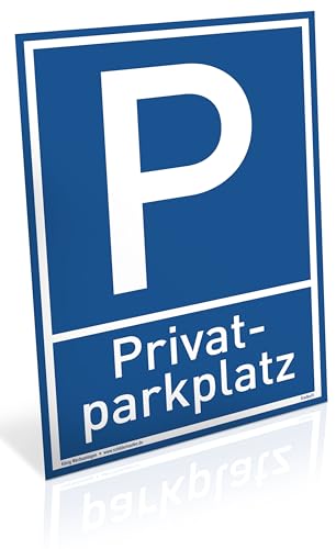 Schild Privat Parkplatz | Alu 20 x 30 cm | stabiles Alu Schild mit UV-Schutz | blau | Privatparkplatz Parken verboten | Dreifke® von Dreifke