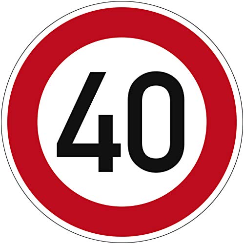 Verkehrszeichen Zulässige Höchstgeschwindigkeit 40 Nr. 274-40 | Ø 420mm, Alu 2mm, RA1 | Original Verkehrsschild nach StVO mit RAL Gütezeichen | Dreifke® (DIN 61800 Teil 3 RAL 6000 Nr.274-40 - Ø420mm) von Dreifke