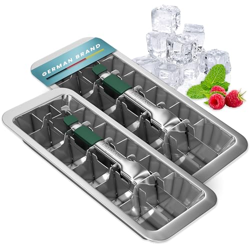 Dreiklang - be smart® 2er Spar Set Polierte 18/8 Edelstahl Eiswürfelform mit Hebeleinsatz für müheloses Entnehmen I kälteschonenden Komfortgriff I Lebensmittelecht & langlebige Eiswürfel-Form von Dreiklang - be smart