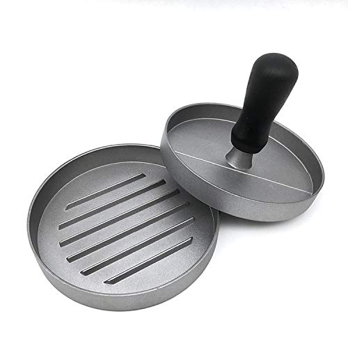 Dreiklang - be smart Hamburger Burger Press Aluguss Burgerpresse BBQ Patties mit Antihaftbeschichtung schwarzem Holzgriff Silber Plastikfrei von Dreiklang - be smart