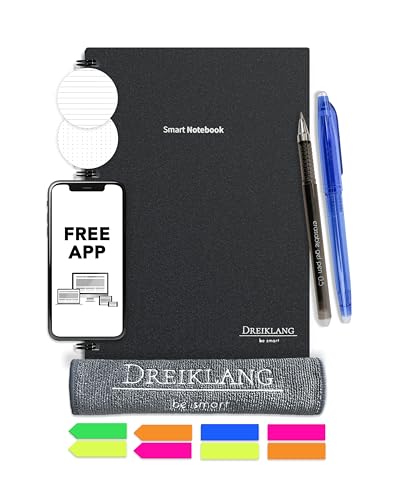 Dreiklang - be smart Wiederverwendbares Digitales elektronisches Notizbuch A 5 als Notebook mit Planer - iOS/Android App Cloud - Wiederbeschreibbar mit 2 Stiften, Haftnotizen und Mikrofasertuch Dreiklang - be smart Wiederverwendbares Digitales elektronisches Notizbuch A 5 als Notebook mit Planer - iOS/Android App Cloud - Wiederbeschreibbar mit 2 Stiften, Haftnotizen und Mikrofasertuch von Dreiklang - be smart