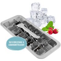 Dreiklang Set Robuste Eiswürfelform Eiswürfelbehälter Hochwertig Polierter Edelstahl Mit Hebel Langlebig Und Plastikfrei Im Retro Stil von DreiklangDesign