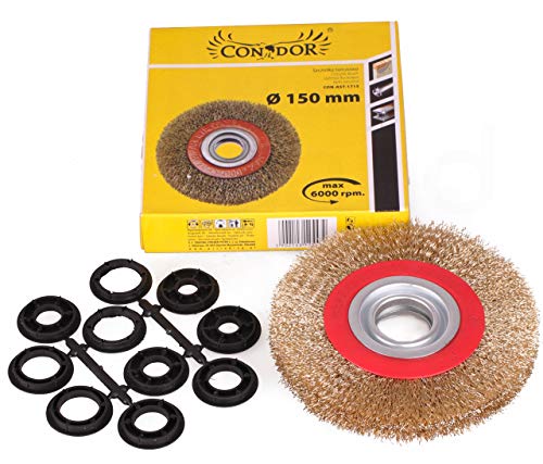 DREL SCHLEIFBÜRSTE 150 mm o20 STAHLBÜRSTE DRAHTBÜRSTE STAHLDRATBÜRSTE SCHEIBENBÜRSTE WINKELSCHLEIFER SCHLEIFER DRAHT STAHL BÜRSTE STAHLDRAHT 150mm ADAPTER von Drel