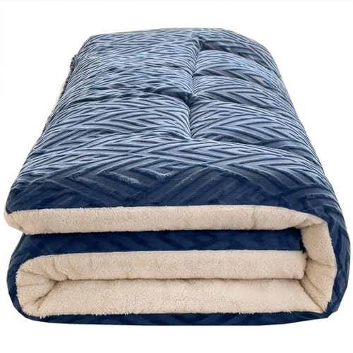 Dremdo Japanische Futon Matratze, Baumwolle, Faltbare Futonmatratze, 90x200 cm, Einzelbett, Mittel, Blau von Dremdo