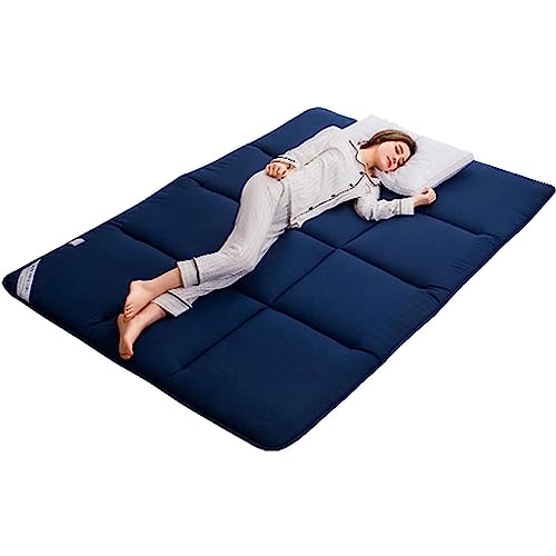 Dremdo Japanische Bodenmatratze Futon Matratze, Dicken Tatami Matte Schlafpad, Japanische Dicken Futon Matratze Atmungsaktive Faltbare Bodenbett Camping Matratze,Blau,100x200cm von Dremdo