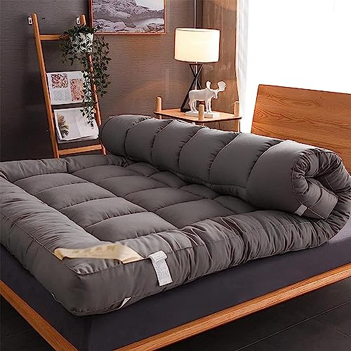 Dremdo Japanische Bodenmatratze Futon Matratze, Dicken Tatami Matte Schlafpad Faltbare Roll Up Matratze, Japanische Dicken Futon Matratze Atmungsaktive Faltbare Bodenbett,Grau,150x200cm von Dremdo