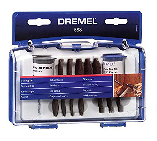 Dremel 688 Mehrzweck Schneide-Set, Zubehörsatz für Multifunktionswerkzeug mit 68 Trennscheiben und 1 Aufspanndorn zum Schleifen und Polieren von Metall, Kunststoff, Stahl, Ziegelstein, Marmor, Kupfer von Dremel