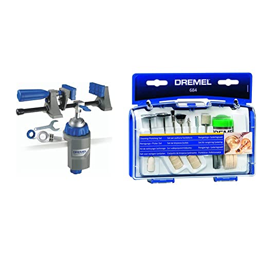Dremel 2500 Multi Vise - Multi Schraubstock [Energieklasse A] & 684 Polier Zubehören, fur Multifunktionswerkzeug, Set mit 20 Zubehören zum Reinigen und Polieren von DREMEL